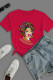 Red Casual Daily Print Patchwork O Neck T-Shirts