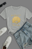 Red Street Daily Print Patchwork O Neck T-Shirts