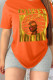 Orange Fashion Street Print Patchwork Letter O Neck T-Shirts