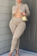 Champagne Sexy Casual Solid Hollowed Out Half A Turtleneck Skinny Jumpsuits