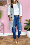 Blue Fashion Casual Solid Cardigan Turndown Collar Outerwear
