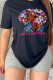 Black Fashion Street Character Patchwork O Neck T-Shirts
