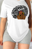 Red Casual Street Print Patchwork Letter O Neck T-Shirts