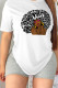 White Casual Street Print Patchwork Letter O Neck T-Shirts