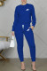 Royal Blue Fashion Casual Print Patchwork Fold O Neck Long Sleeve Two Pieces