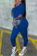 Peacock Blue Fashion Casual Solid Patchwork Long Sleeve Two Pieces