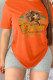Orange Casual Daily Character Print Patchwork Letter O Neck T-Shirts