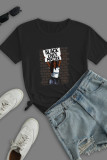 Red Street Print Patchwork Letter O Neck T-Shirts