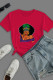 Red Fashion Casual Print Patchwork O Neck T-Shirts