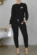 Black Fashion Casual Print Patchwork Fold O Neck Long Sleeve Two Pieces