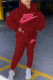 Wine Red Fashion Casual Embroidery Basic Hooded Collar Long Sleeve Two Pieces