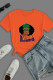 Orange Fashion Casual Print Patchwork O Neck T-Shirts