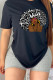 Black Casual Street Print Patchwork Letter O Neck T-Shirts