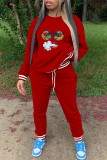Red Casual Sportswear Print Patchwork O Neck Long Sleeve Two Pieces