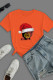 Orange Daily Party Print Patchwork O Neck T-Shirts