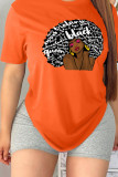 Red Casual Street Print Patchwork Letter O Neck T-Shirts