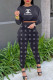 Black Fashion Casual Print Basic O Neck Long Sleeve Two Pieces