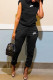 Black Fashion Casual Print Basic Turtleneck Sleeveless Two Pieces