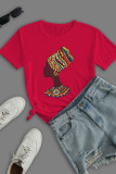 Red Street Daily Print Patchwork O Neck T-Shirts