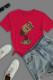Red Street Daily Print Patchwork O Neck T-Shirts