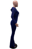 Red Fashion Casual Solid Basic Hooded Collar Long Sleeve Two Pieces