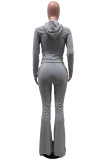 Red Fashion Casual Solid Basic Hooded Collar Long Sleeve Two Pieces