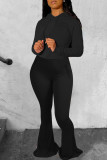 Red Fashion Casual Solid Basic Hooded Collar Long Sleeve Two Pieces