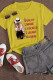 Yellow Casual Print Patchwork O Neck T-Shirts