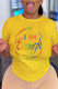 Yellow Casual Print Patchwork O Neck T-Shirts