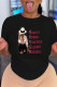 Black Casual Print Patchwork O Neck T-Shirts