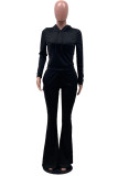 Red Fashion Casual Solid Basic Hooded Collar Long Sleeve Two Pieces