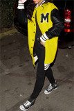 Pink Fashion Casual Patchwork Letter Outerwear