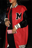 Pink Fashion Casual Patchwork Letter Outerwear