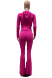 Red Fashion Casual Solid Basic Hooded Collar Long Sleeve Two Pieces