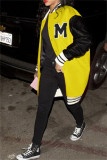 Pink Fashion Casual Patchwork Letter Outerwear