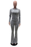 Red Fashion Casual Solid Basic Hooded Collar Long Sleeve Two Pieces