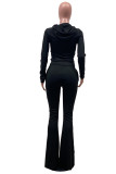 Red Fashion Casual Solid Basic Hooded Collar Long Sleeve Two Pieces