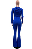 Red Fashion Casual Solid Basic Hooded Collar Long Sleeve Two Pieces