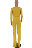 Red Casual Solid Bandage Patchwork Asymmetrical O Neck Long Sleeve Two Pieces