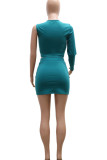 White Sexy Solid Patchwork See-through Asymmetrical O Neck Long Sleeve Two Pieces
