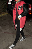Pink Fashion Casual Patchwork Letter Outerwear