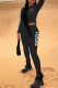 Black Casual Sportswear Letter Print Basic O Neck Long Sleeve Two Pieces