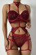 Burgundy Fashion Sexy Solid Patchwork Lingerie