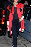 Pink Fashion Casual Patchwork Letter Outerwear