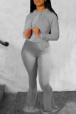 Red Fashion Casual Solid Basic Hooded Collar Long Sleeve Two Pieces