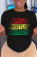 Black Casual Print Patchwork O Neck T-Shirts