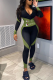 Green Street Print Patchwork Mandarin Collar Long Sleeve Two Pieces