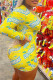 Yellow Fashion Casual Print Basic V Neck Skinny Romper