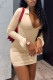 Apricot Sexy Solid Patchwork Fold V Neck Pencil Skirt Dresses