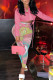 Pink Casual Print Patchwork V Neck Long Sleeve Two Pieces